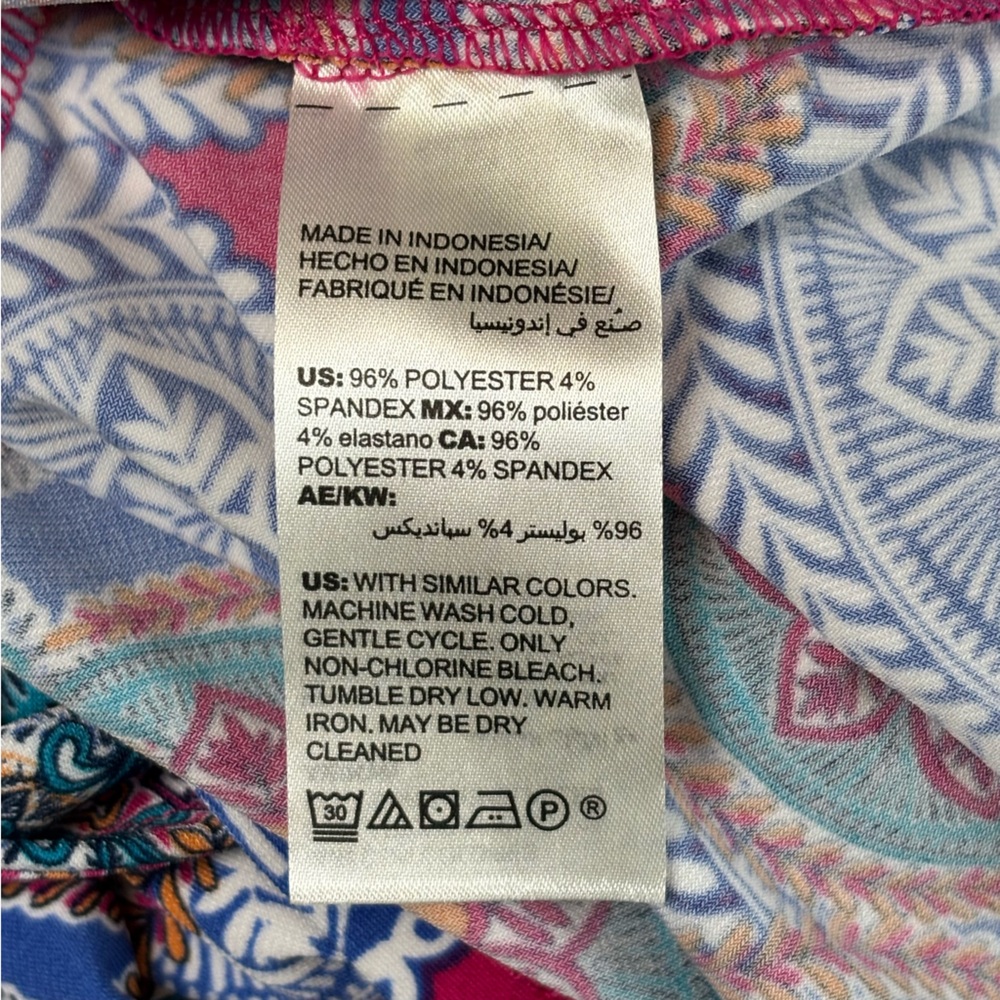 Chico's Medallion Cluster Print Midi Dress Sz 16/18 Multicolor Tie Back Stretch - Picture 10 of 11